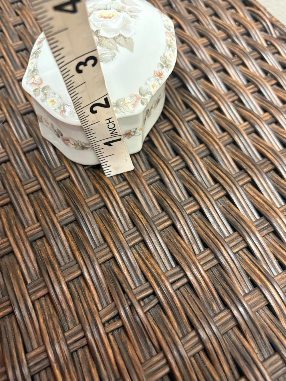 Schmidt Floral Porcelain Trinket Box/Dish - Rose Motif